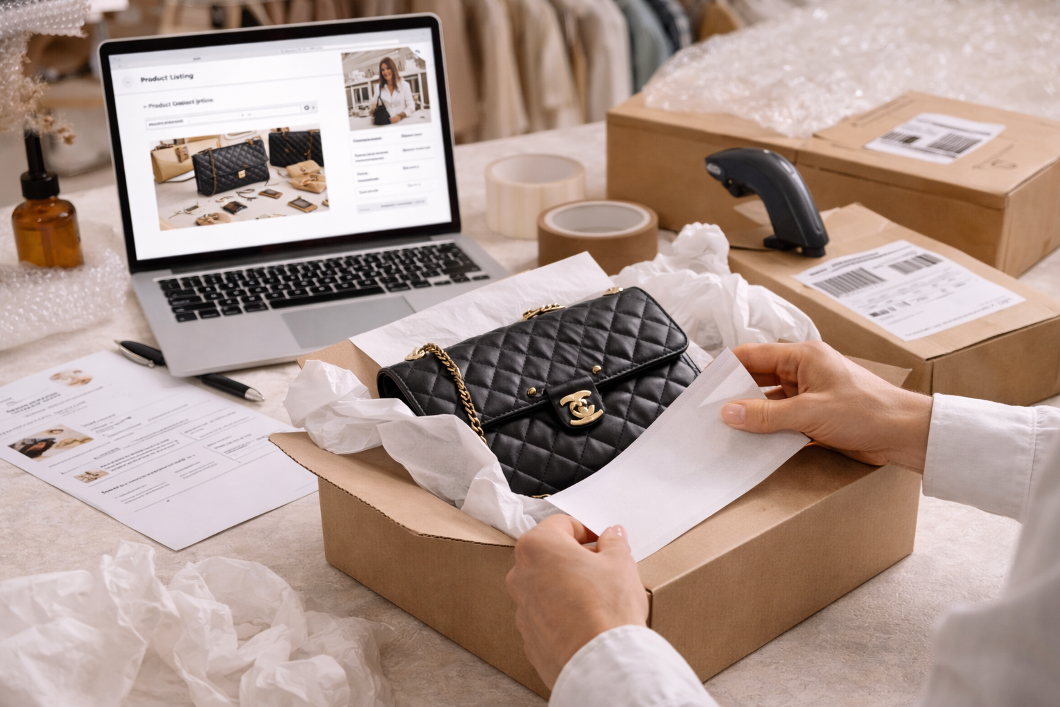 Luxury resale intake and shipment workflow for The Recycle Room
